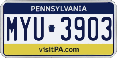 PA license plate MYU3903