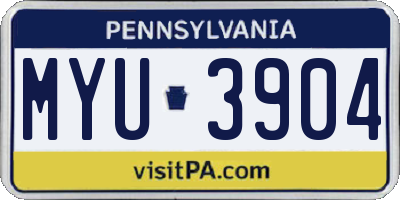 PA license plate MYU3904