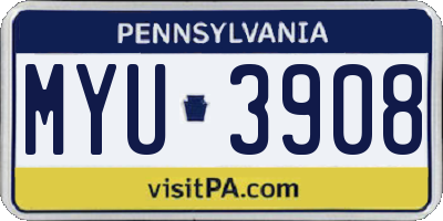 PA license plate MYU3908