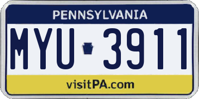 PA license plate MYU3911