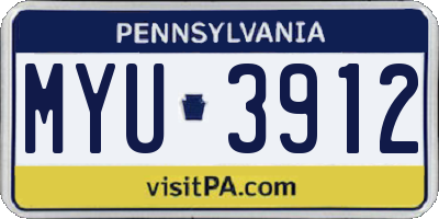 PA license plate MYU3912