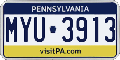 PA license plate MYU3913