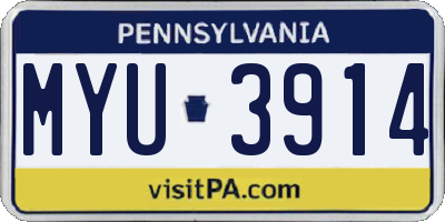 PA license plate MYU3914