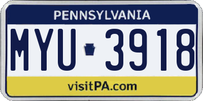 PA license plate MYU3918