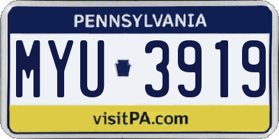PA license plate MYU3919