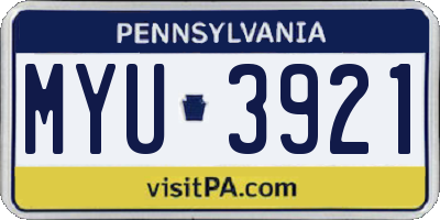 PA license plate MYU3921