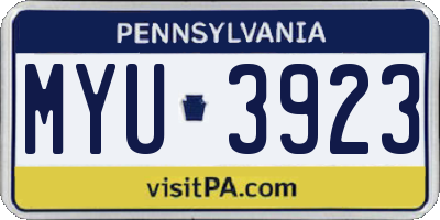 PA license plate MYU3923