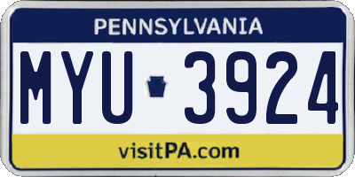 PA license plate MYU3924