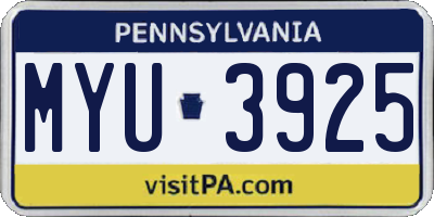PA license plate MYU3925