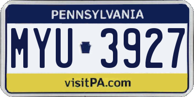 PA license plate MYU3927
