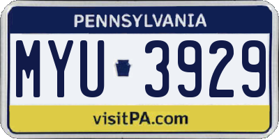 PA license plate MYU3929