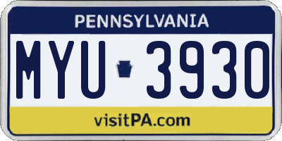PA license plate MYU3930