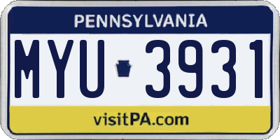 PA license plate MYU3931