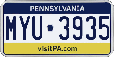 PA license plate MYU3935