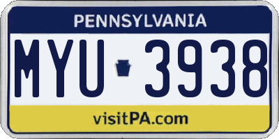 PA license plate MYU3938