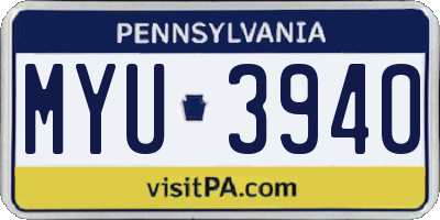 PA license plate MYU3940