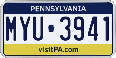PA license plate MYU3941
