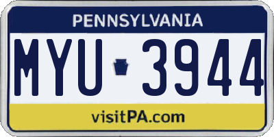 PA license plate MYU3944