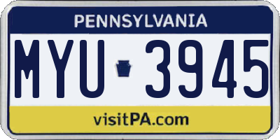PA license plate MYU3945