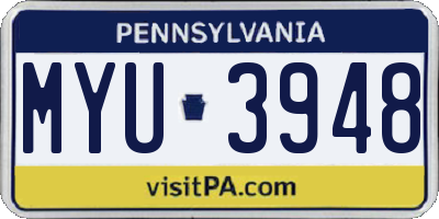 PA license plate MYU3948