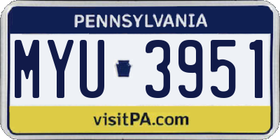 PA license plate MYU3951