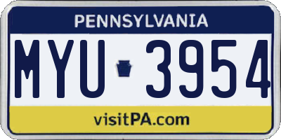 PA license plate MYU3954
