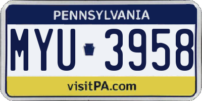 PA license plate MYU3958