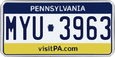 PA license plate MYU3963