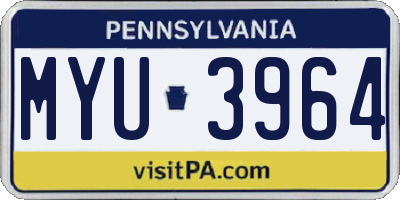 PA license plate MYU3964