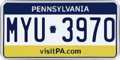PA license plate MYU3970