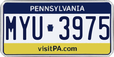 PA license plate MYU3975