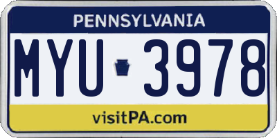 PA license plate MYU3978