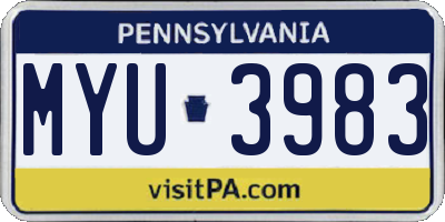 PA license plate MYU3983