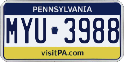PA license plate MYU3988