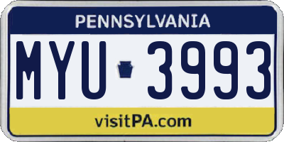 PA license plate MYU3993