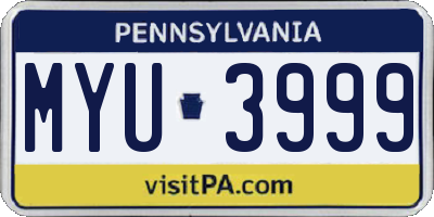 PA license plate MYU3999