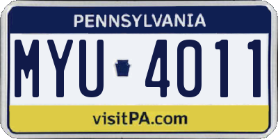 PA license plate MYU4011