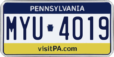 PA license plate MYU4019