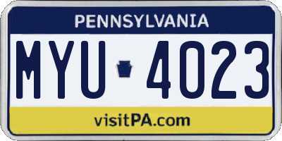 PA license plate MYU4023