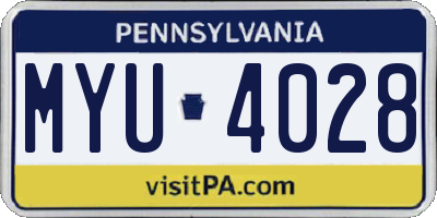 PA license plate MYU4028