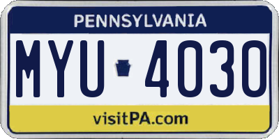 PA license plate MYU4030
