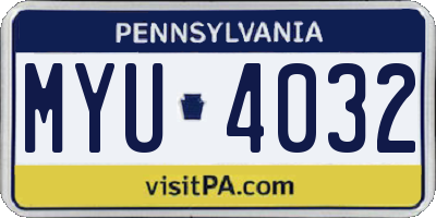 PA license plate MYU4032