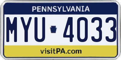 PA license plate MYU4033