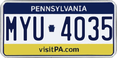 PA license plate MYU4035
