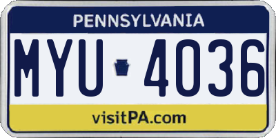 PA license plate MYU4036