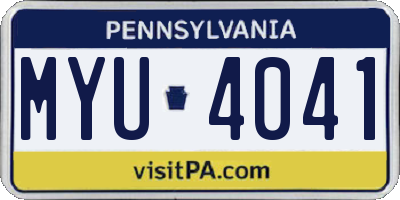 PA license plate MYU4041