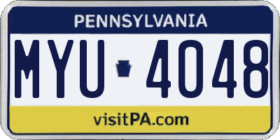 PA license plate MYU4048