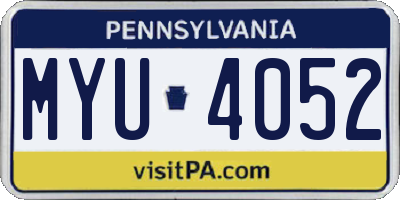 PA license plate MYU4052