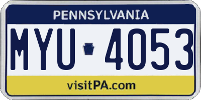PA license plate MYU4053