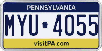 PA license plate MYU4055